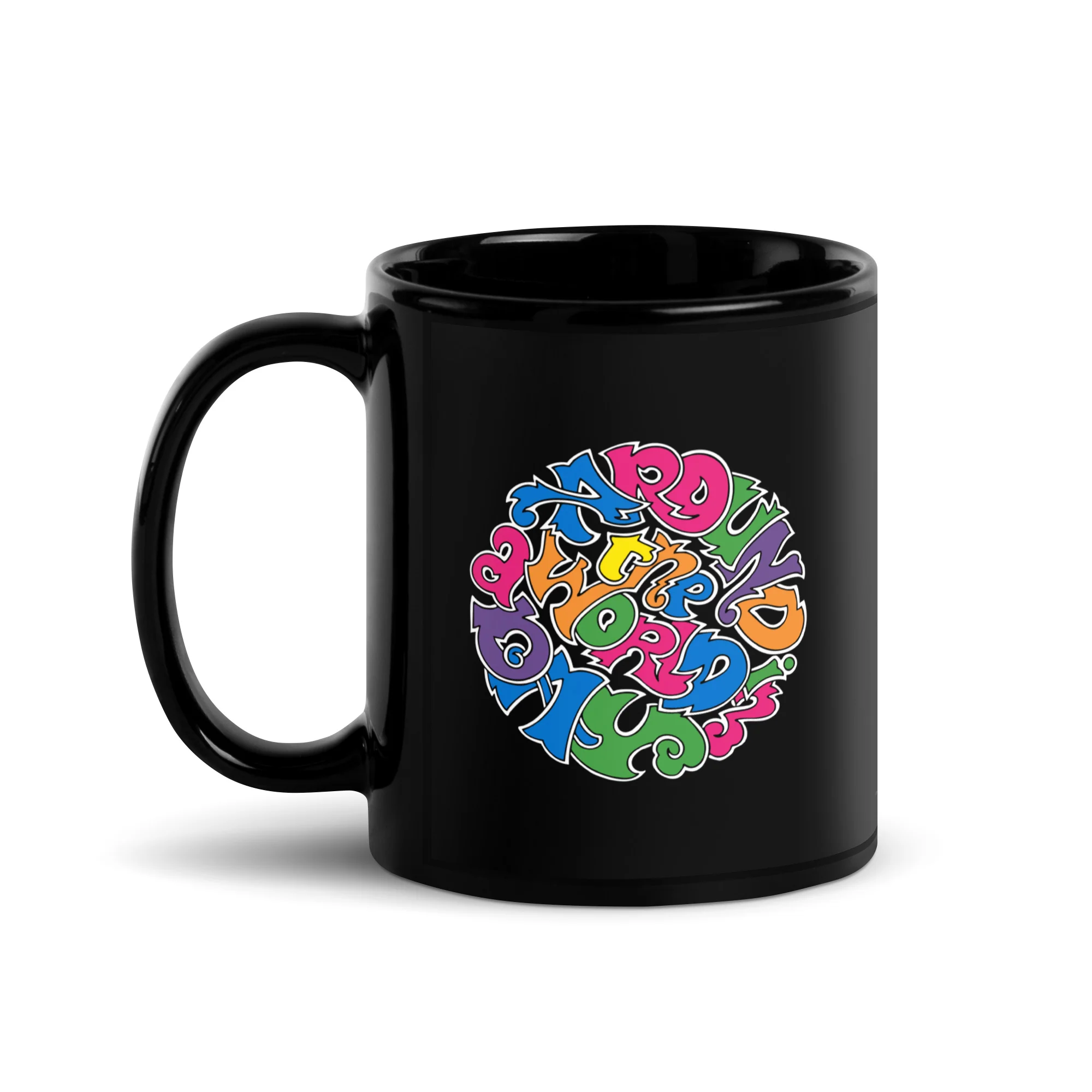 Around The World In A Day Circle Logo Mug Black - Image 3