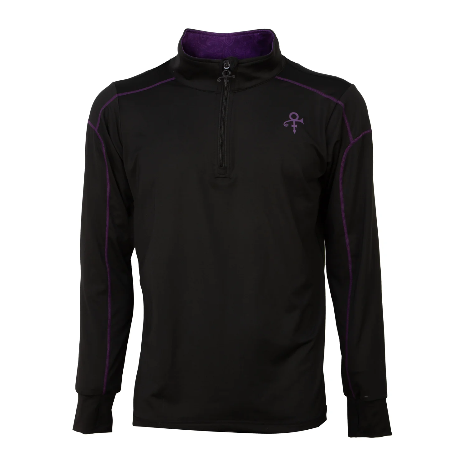 Black Men's Active Quarter Zip Long Sleeve Run Top