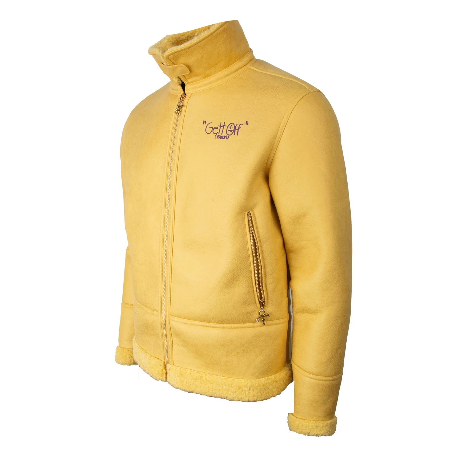 Diamonds And Pearls Gett Off Sherpa Faux Leather Jacket (Yellow) - Image 4
