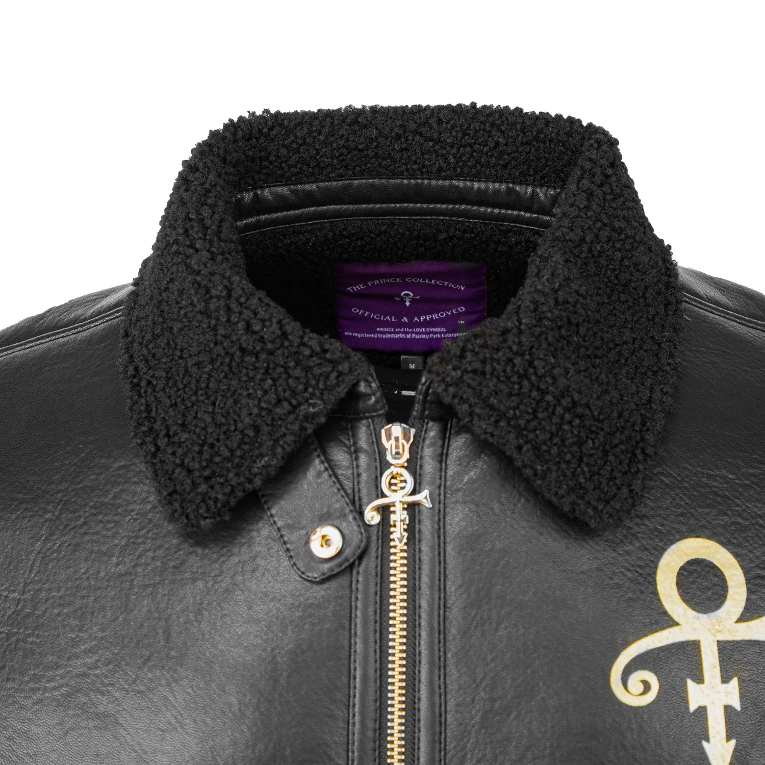 Diamonds And Pearls Love Symbol Sherpa Faux Leather Jacket (Black) - Image 3