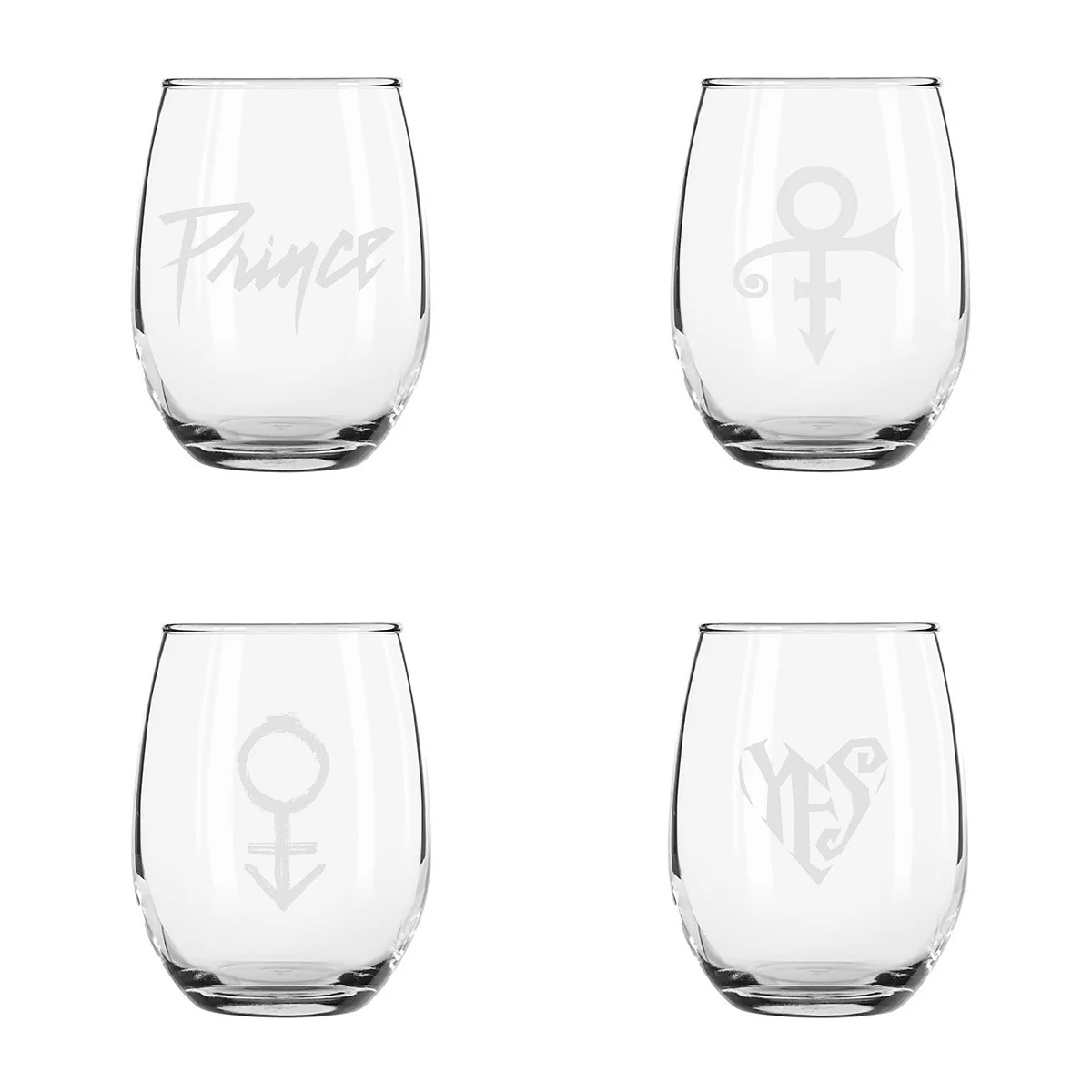 Etched Stemless Wine Glass 4-Piece Set