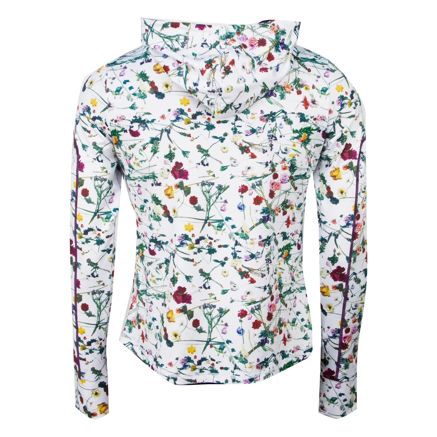 Floral Women's Active Hooded Full Zip Long Sleeve Run Top - Image 3
