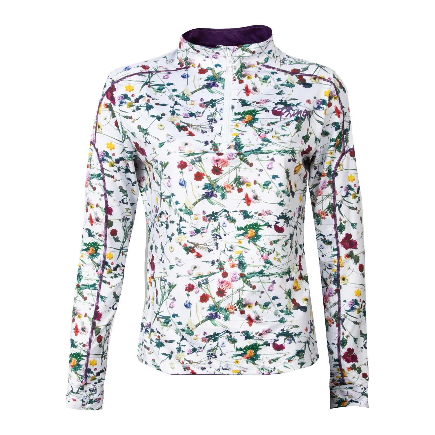 Floral Women's Active Quarter Zip Long Sleeve Run Top