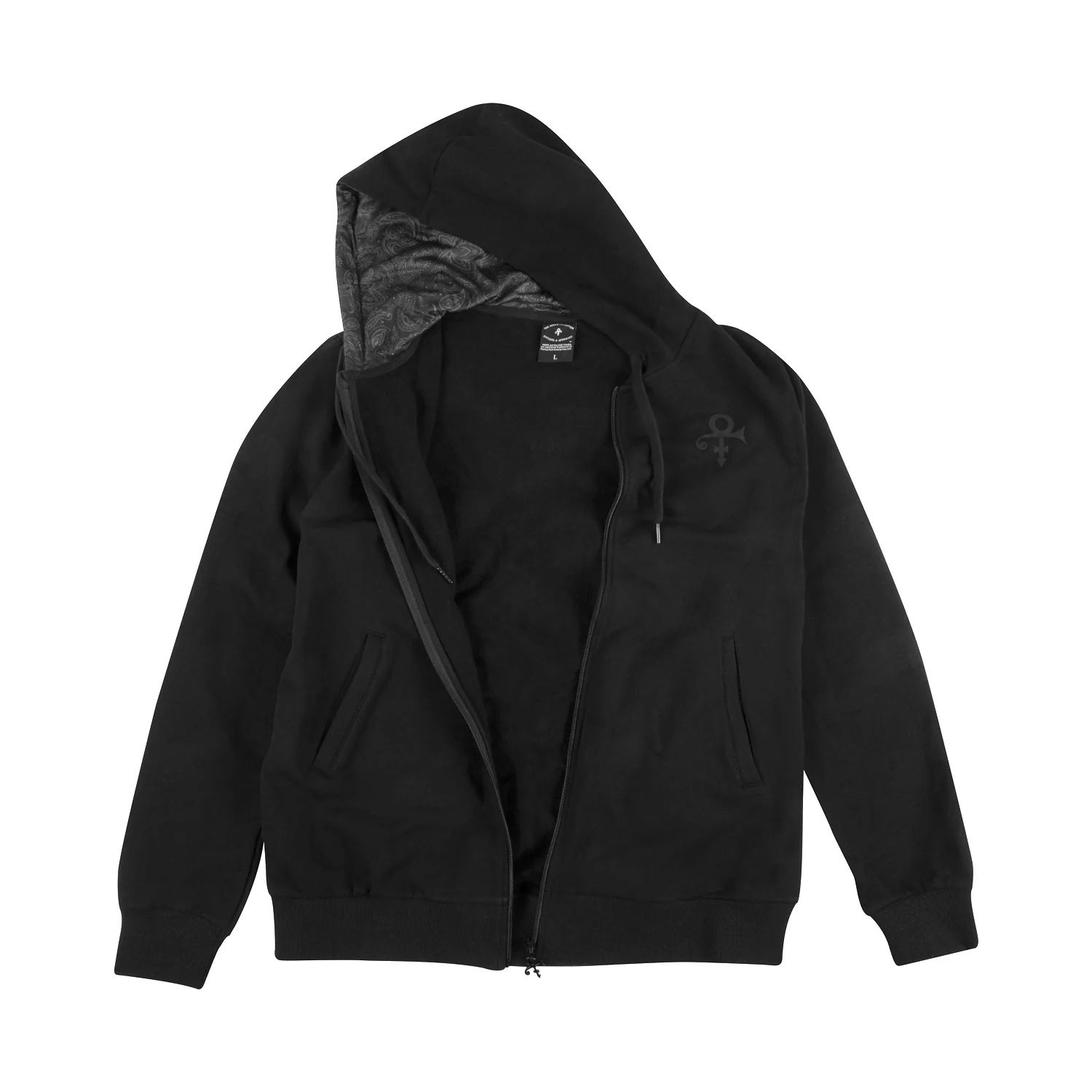 Prince Logo / Black Paisley Lined Hood Zip Hoodie - Image 3