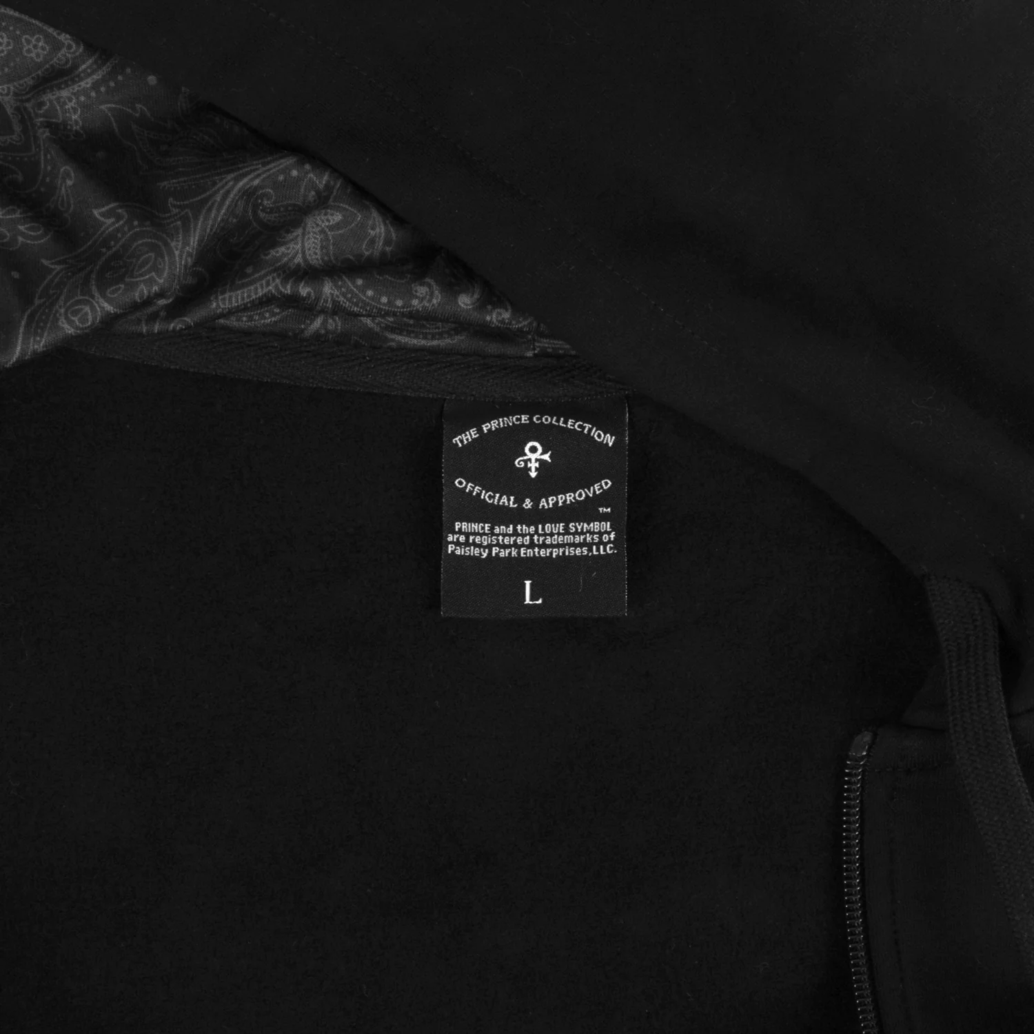 Prince Logo / Black Paisley Lined Hood Zip Hoodie - Image 4