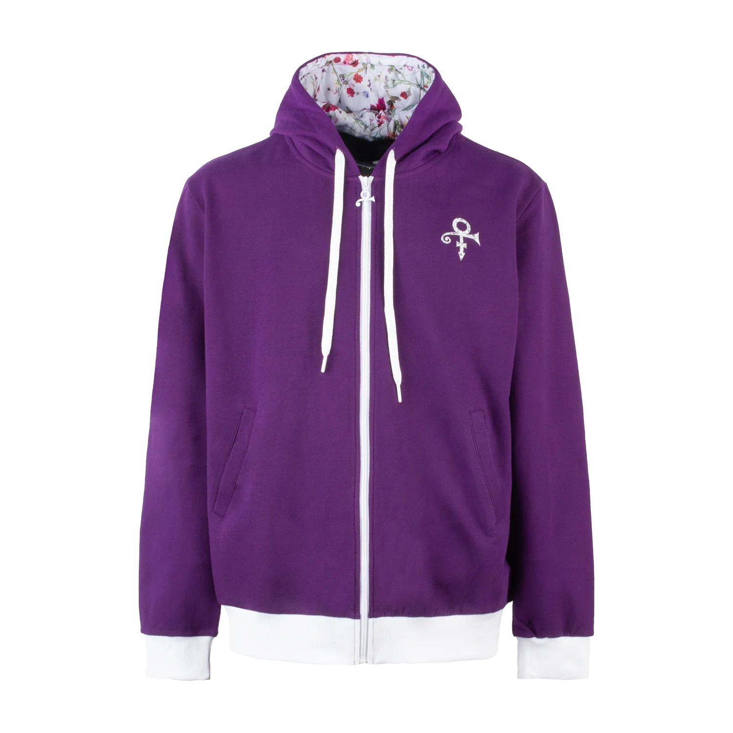 Prince Logo / Floral Lined Hood Zip Hoodie (MD)