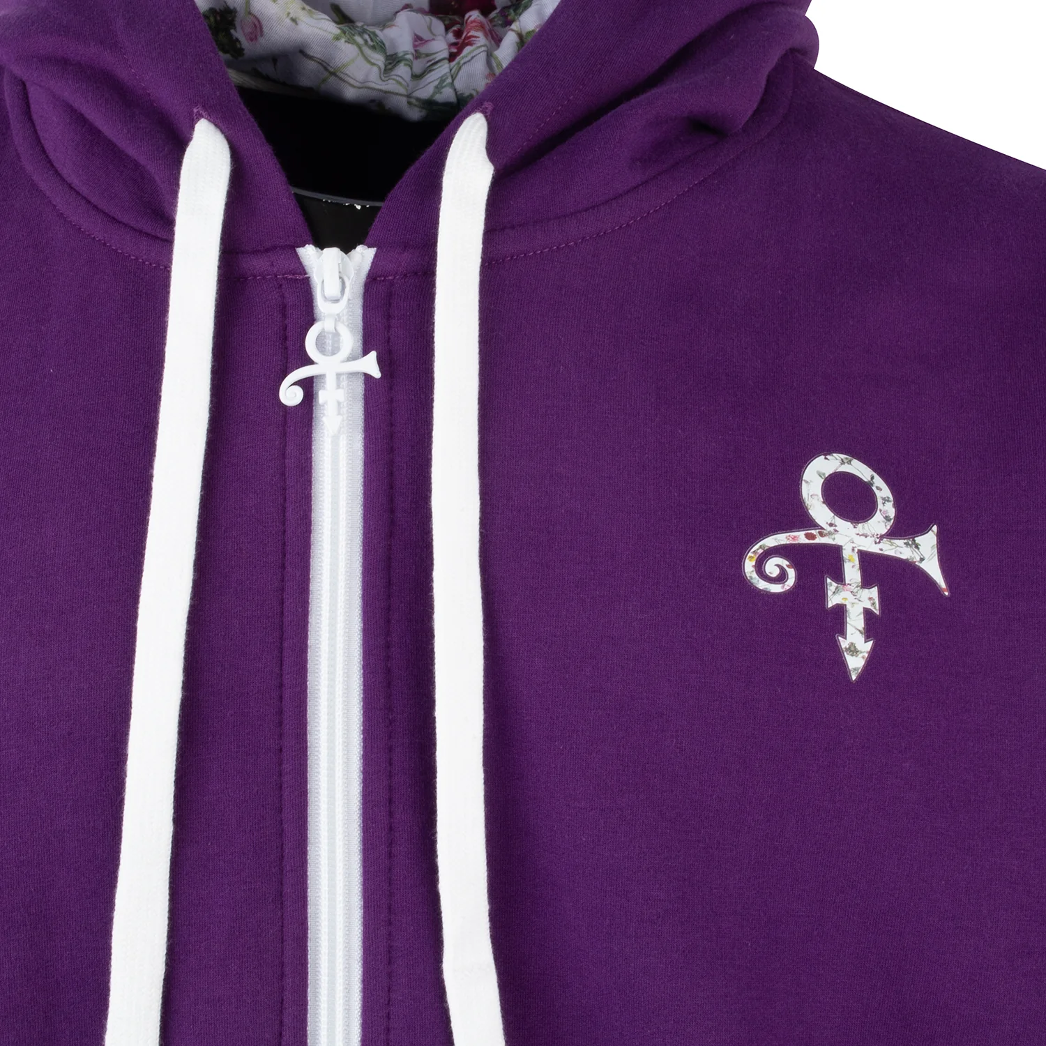 Prince Logo / Floral Lined Hood Zip Hoodie (MD) - Image 3