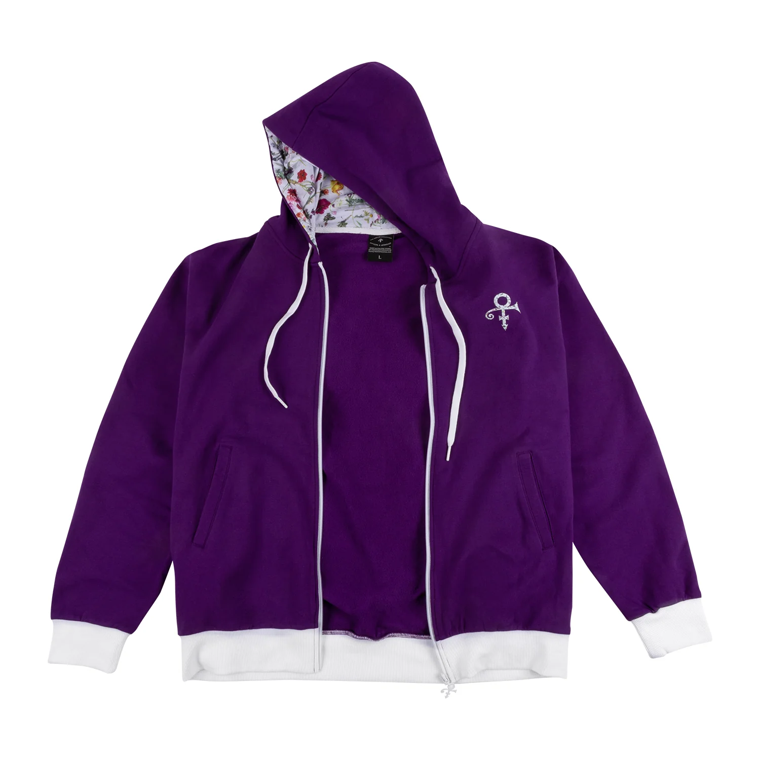 Prince Logo / Floral Lined Hood Zip Hoodie (MD) - Image 4