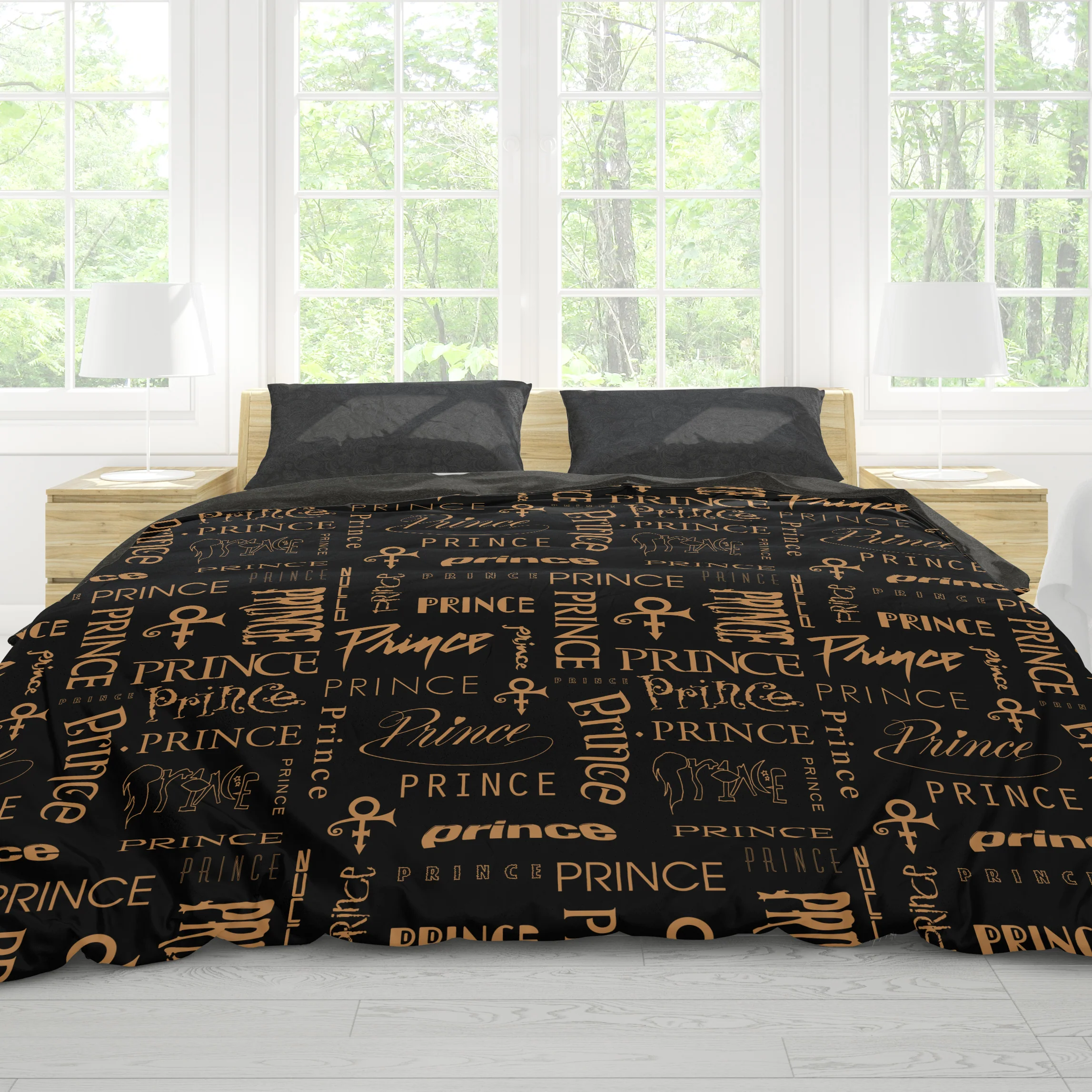 Prince Logo Pattern/Black Paisley 2-Sided Duvet Cover - Image 4