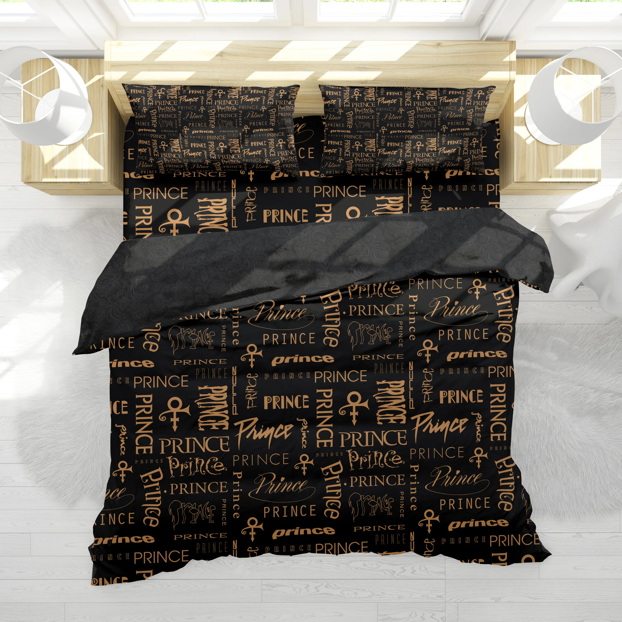 Prince Logo Pattern/Black Paisley 2-Sided Duvet Cover - Image 5