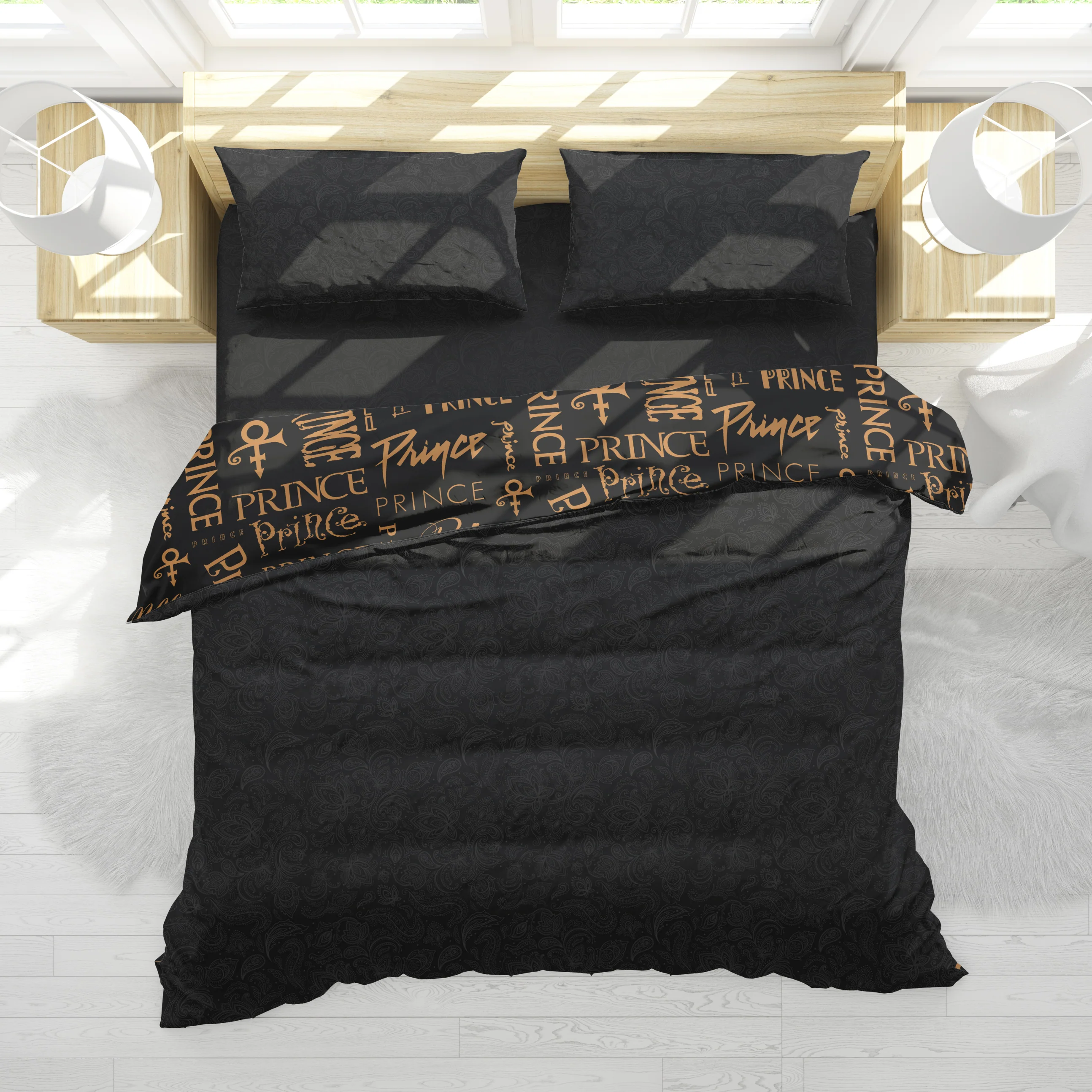 Prince Logo Pattern/Black Paisley 2-Sided Duvet Cover - Image 7