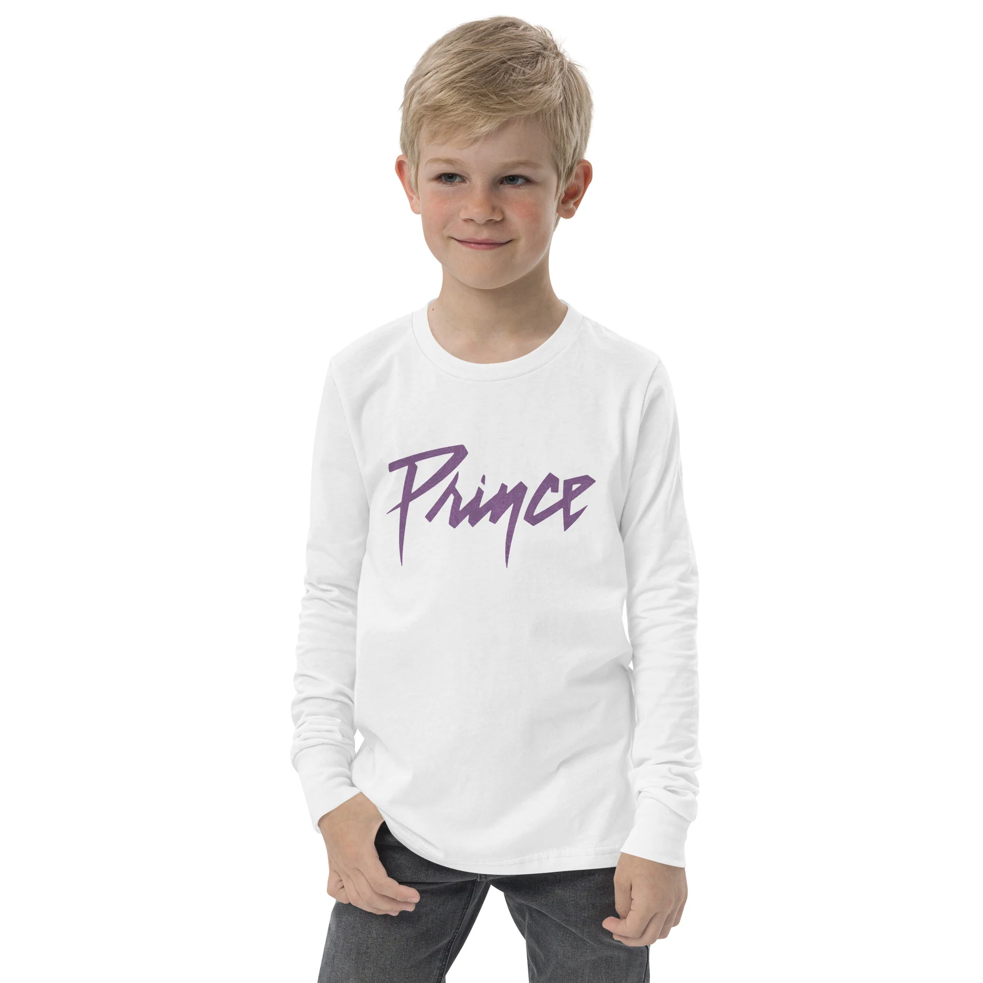 Prince Purple Paisley Logo Youth Long Sleeve T-Shirts - Image 3