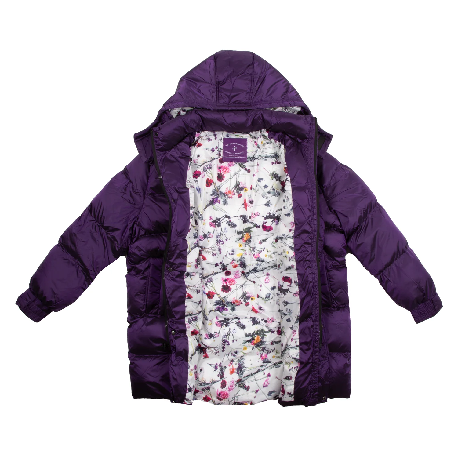 Purple/Floral Print Quilted Long Coat - Image 2