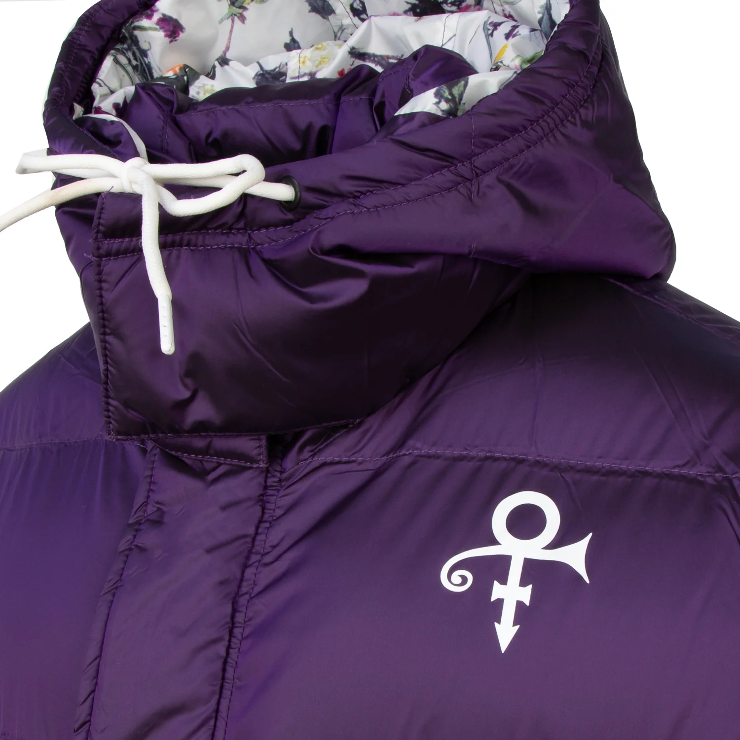 Purple/Floral Print Quilted Long Coat - Image 5