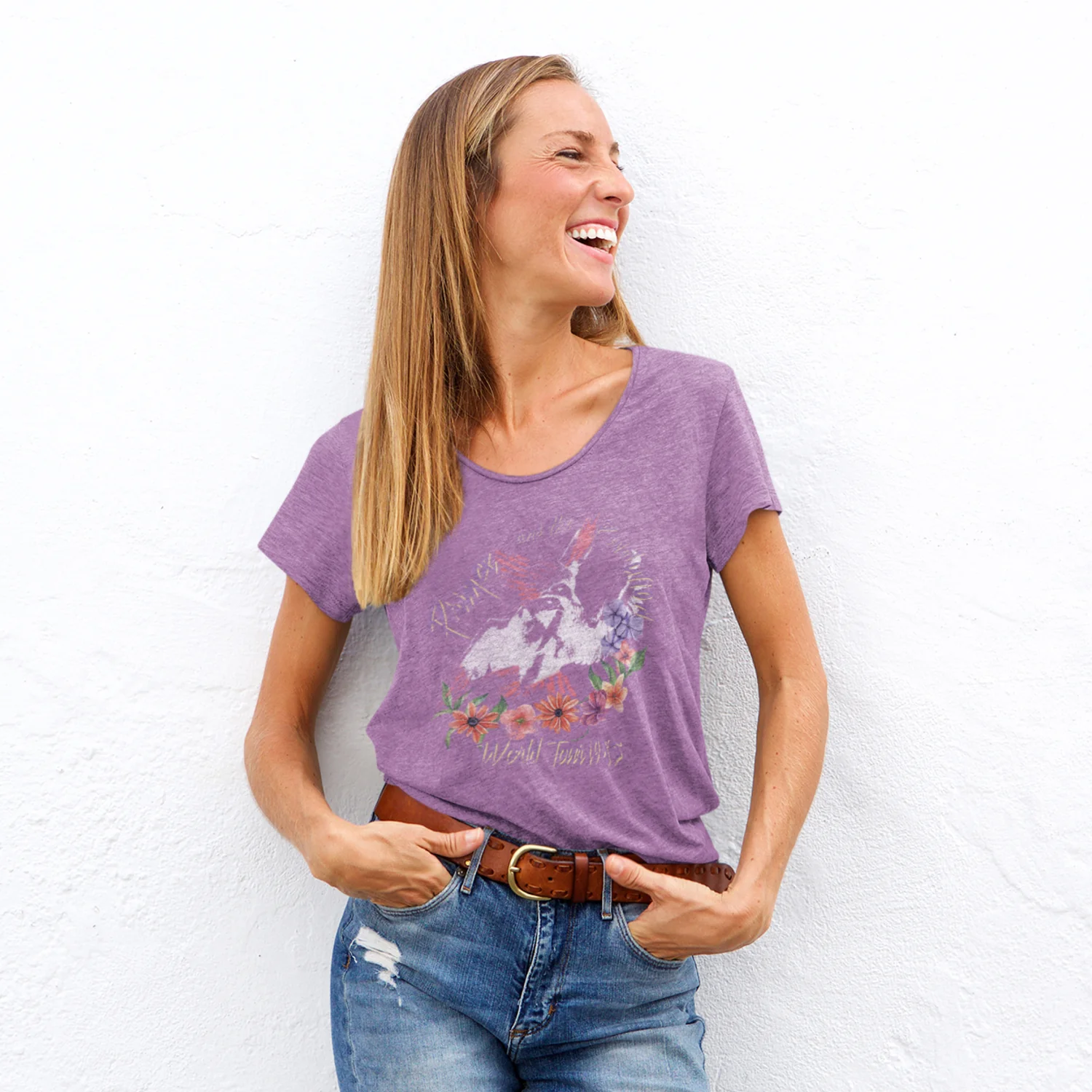 World Tour '85 Vintage Women's Scoop Neck T-Shirts - Image 2